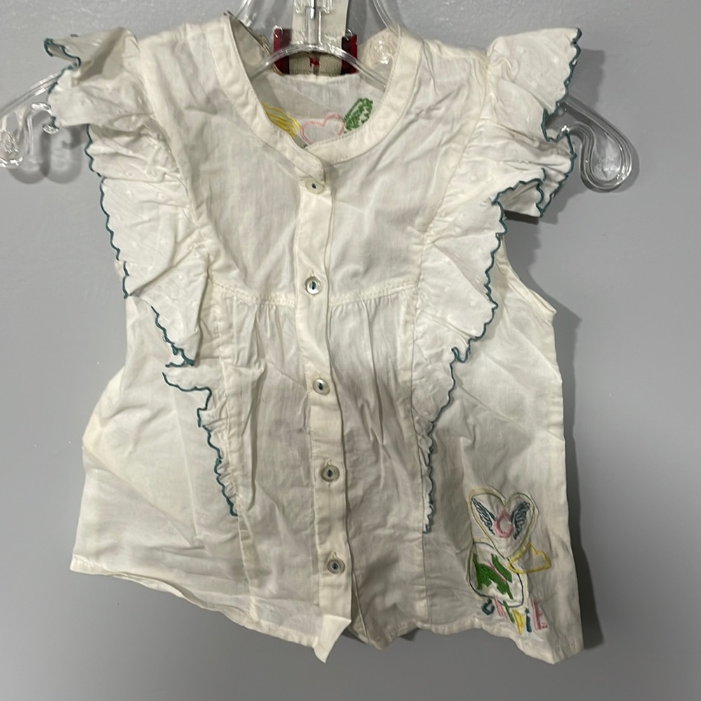NWT Chipie Girls Cotton Ruffle Sleeveless Button Top size 18 month